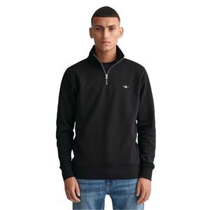 Gant Mens Embroidered Logo Half Zip Sweatshirt / Black